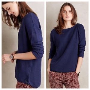 Anthropologie Postmark Navy Stockinette Drop Sleeve Pullover Small Lace